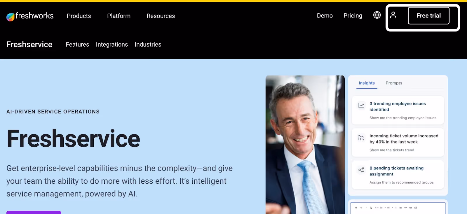Freshservice's homepage