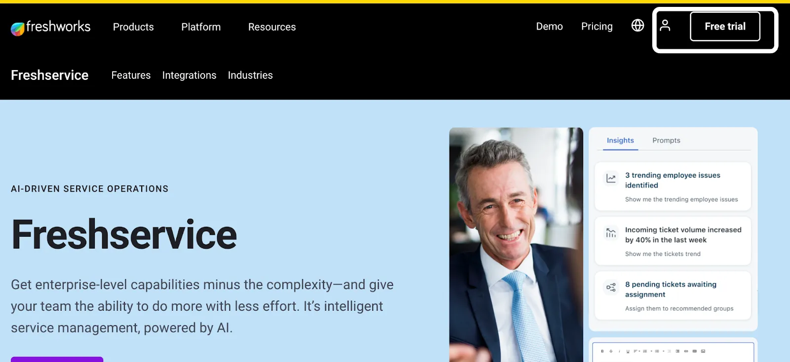 Freshservice's homepage