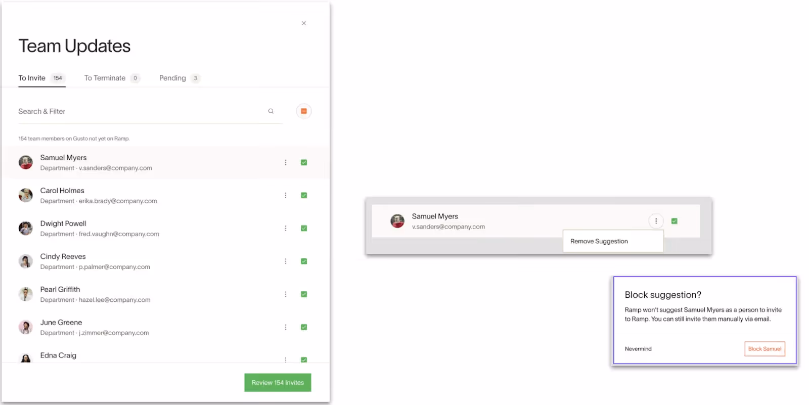 Card provisioning flow in Ramp