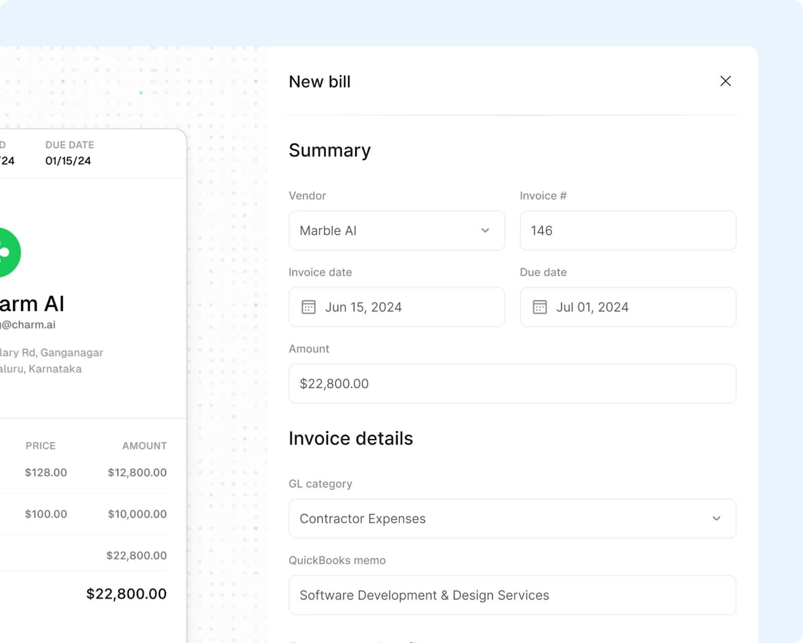 How Acctual's UX looks post QuickBooks Online integration