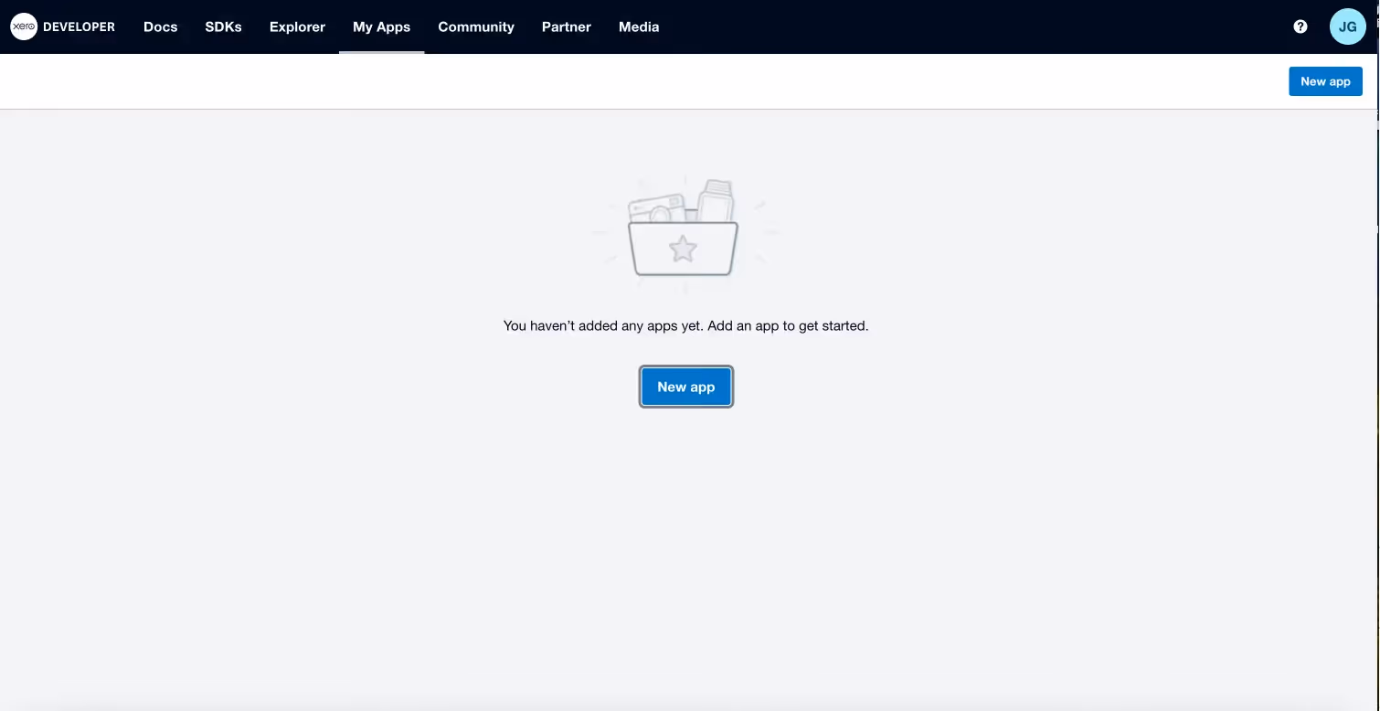 Creating a new app in Xero