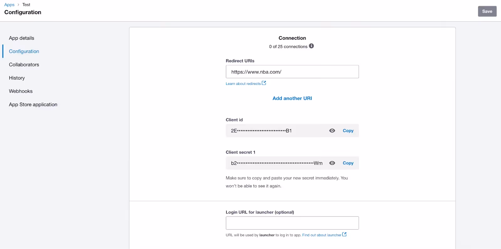 Xero client ID and client secret