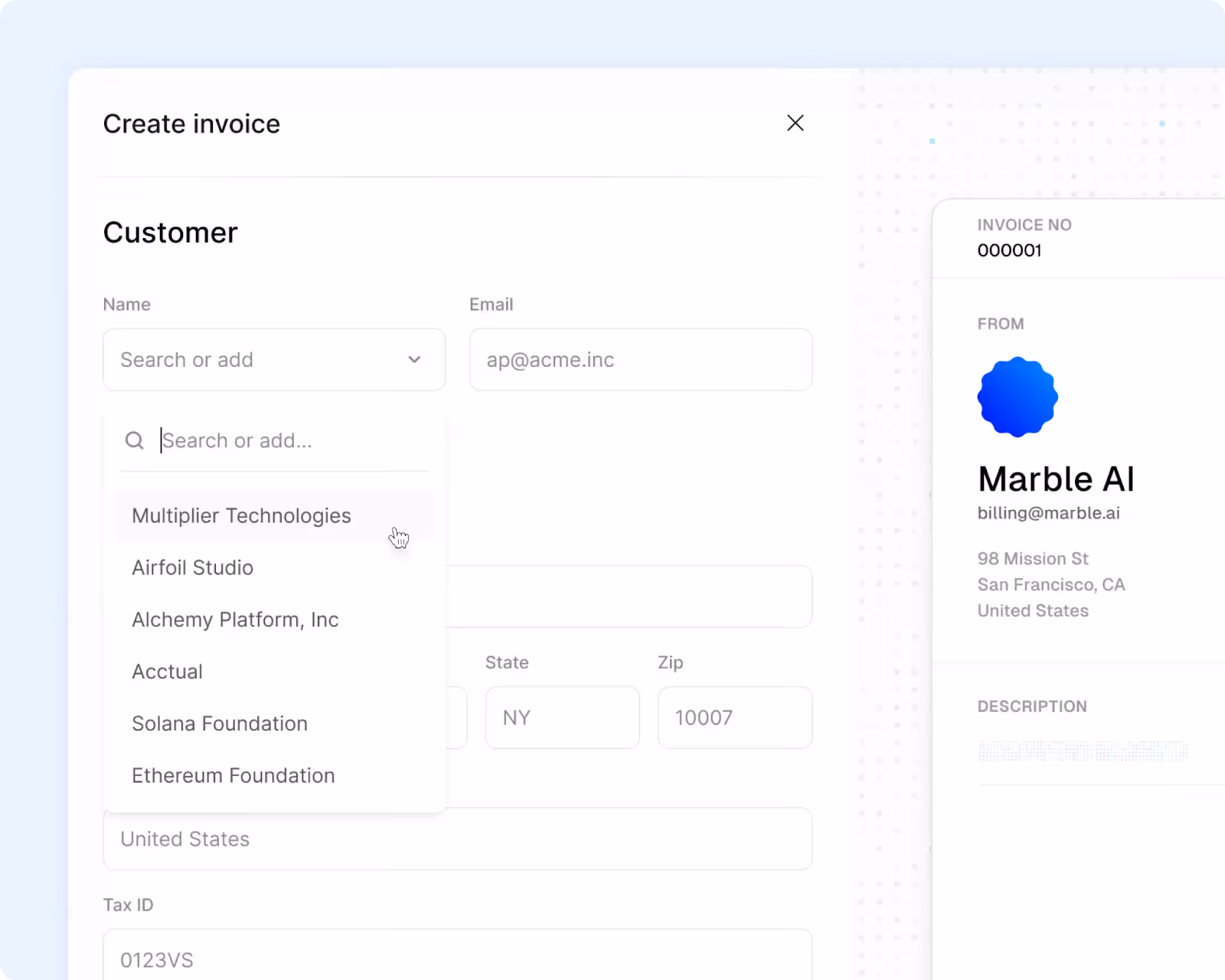 screenshot of Acctual's UI