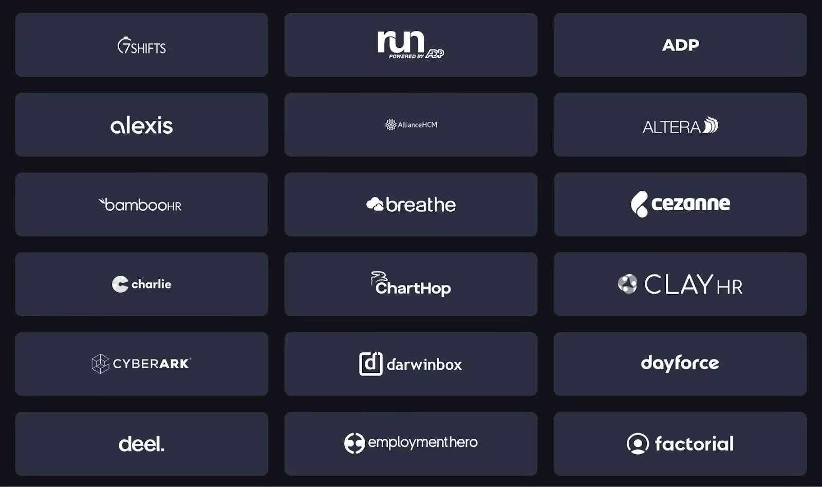 A screenshot of the HRIS integrations Merge supports