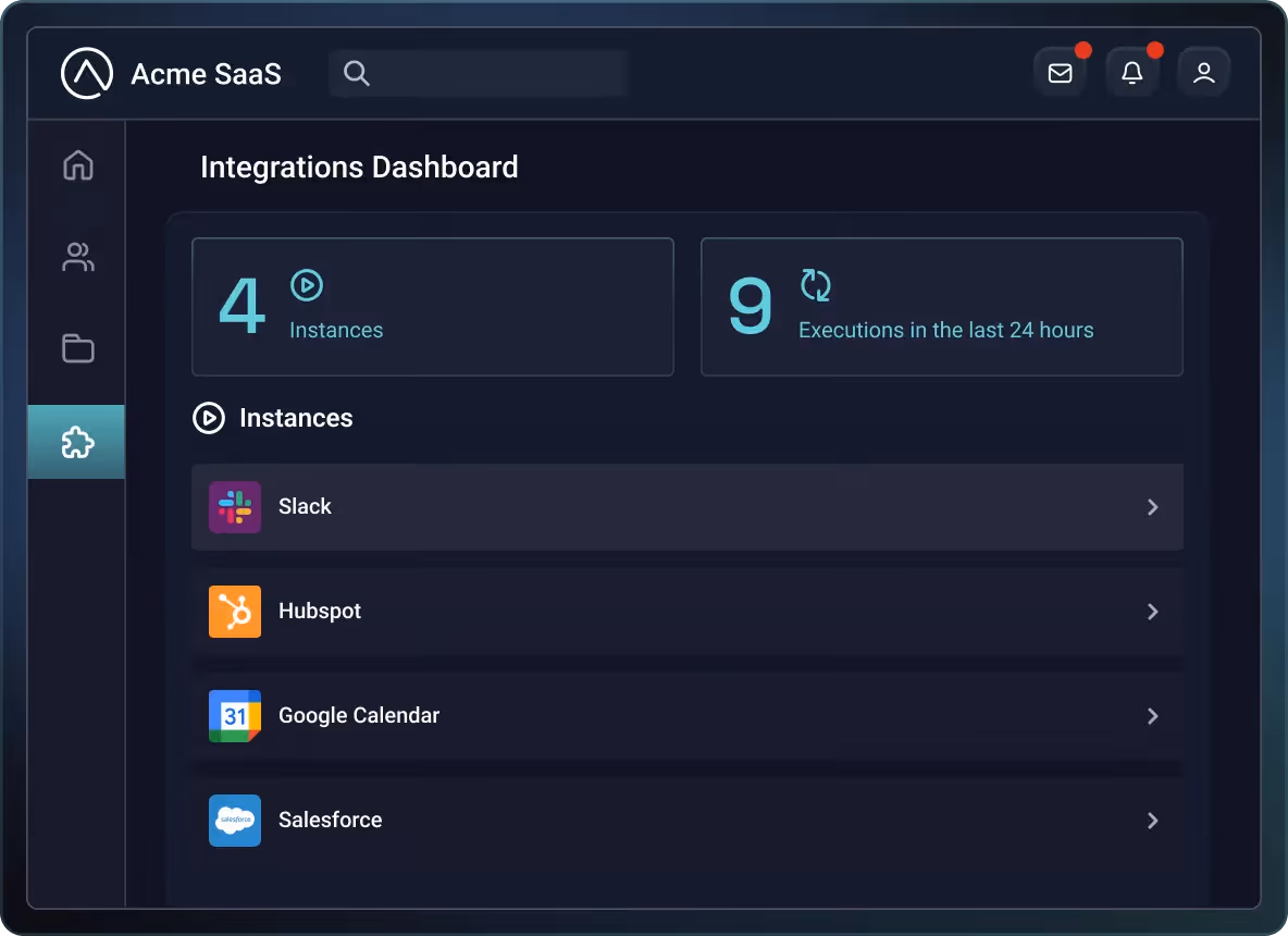 Prismatics Integrations Dashboard