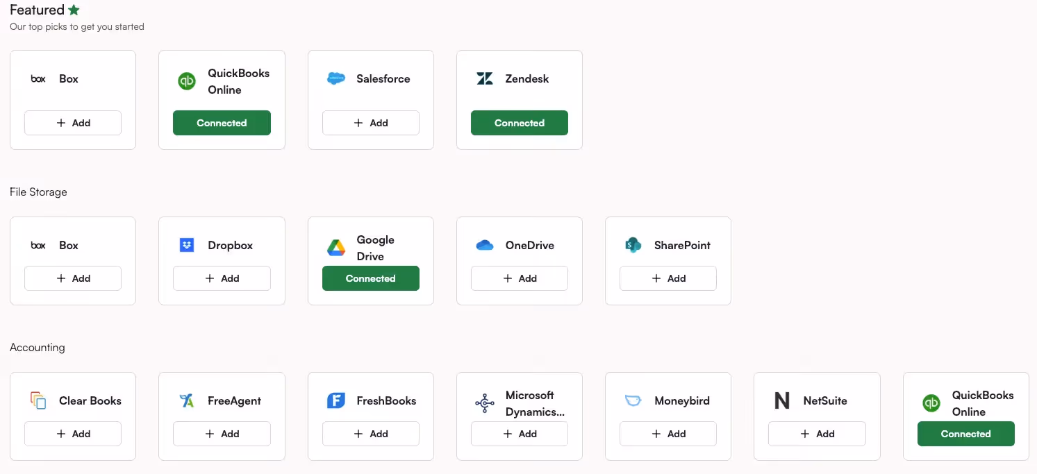 How Ema's integration marketplace looks for users