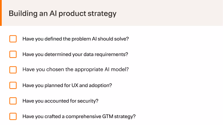 The steps for building an AI product strategy