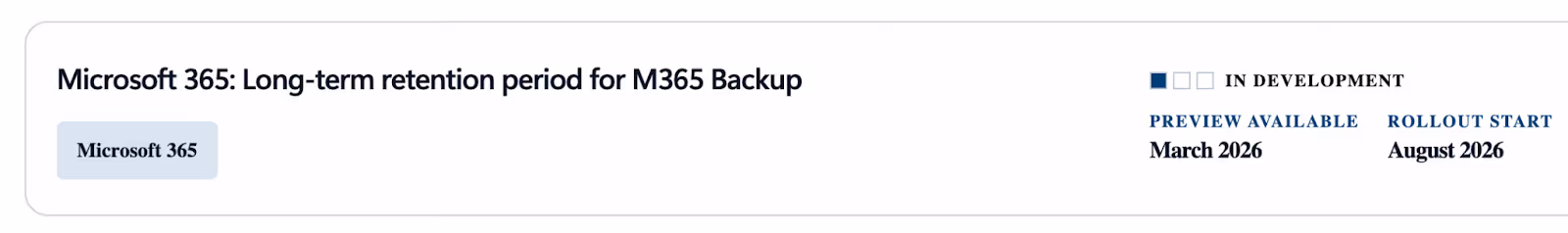 How Microsoft 3365 clarifies status of a roadmap item