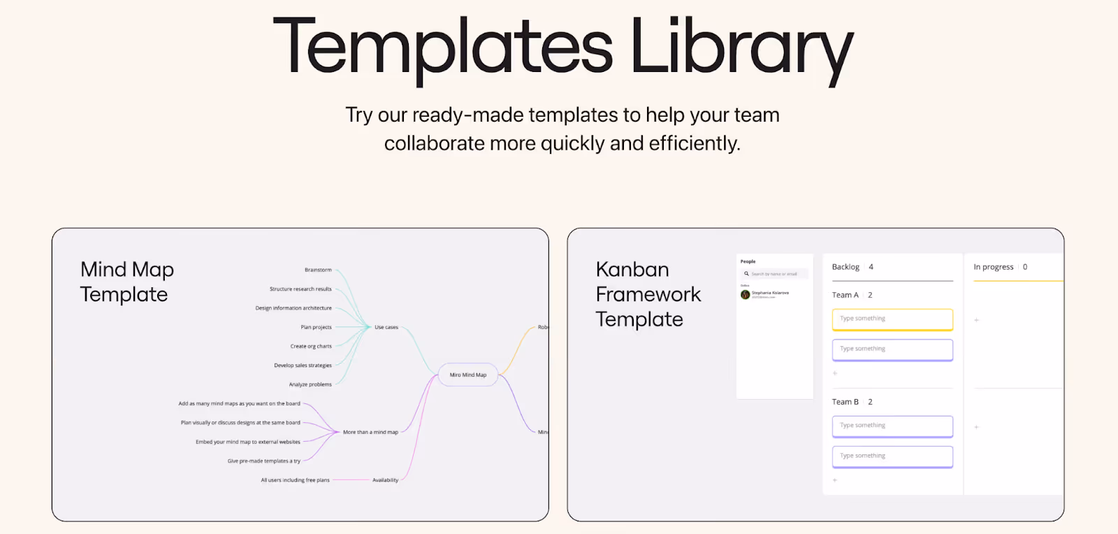Screenshot of Miro's templates library