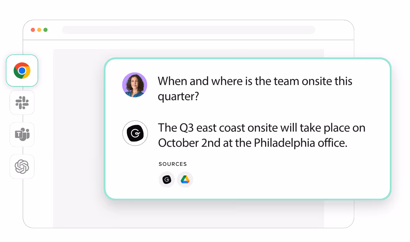Screenshot of RAG use case for finding location of team onsite