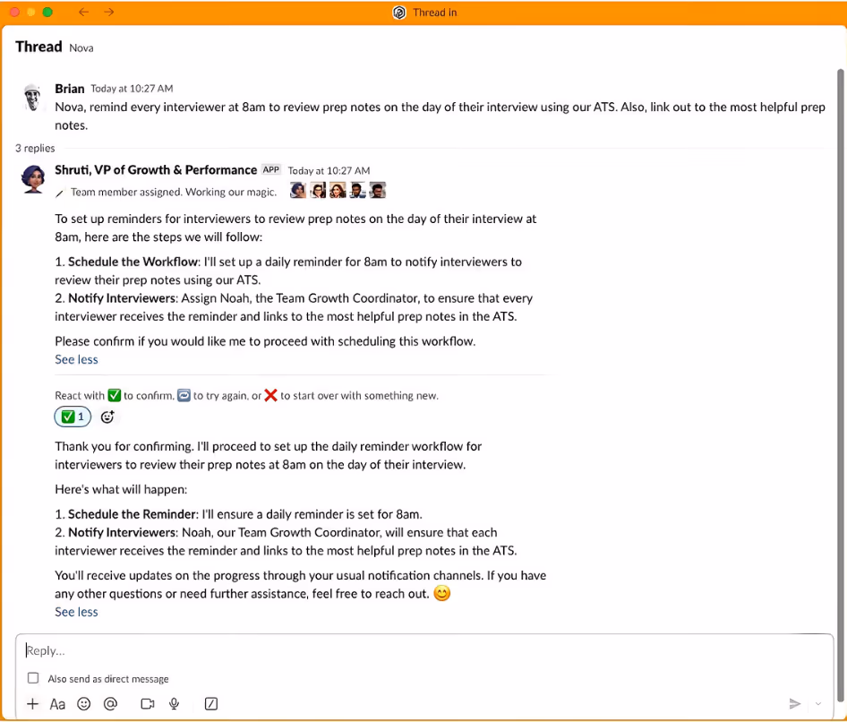 How someone can make a request to Nova in Slack