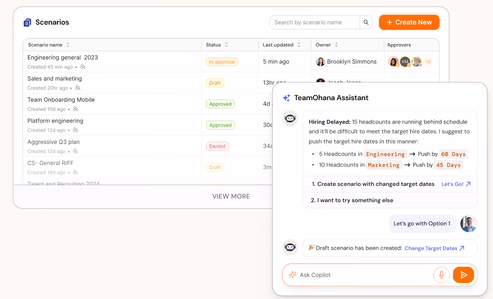 How the AI agent can recommend pushing back hiring dates for different roles