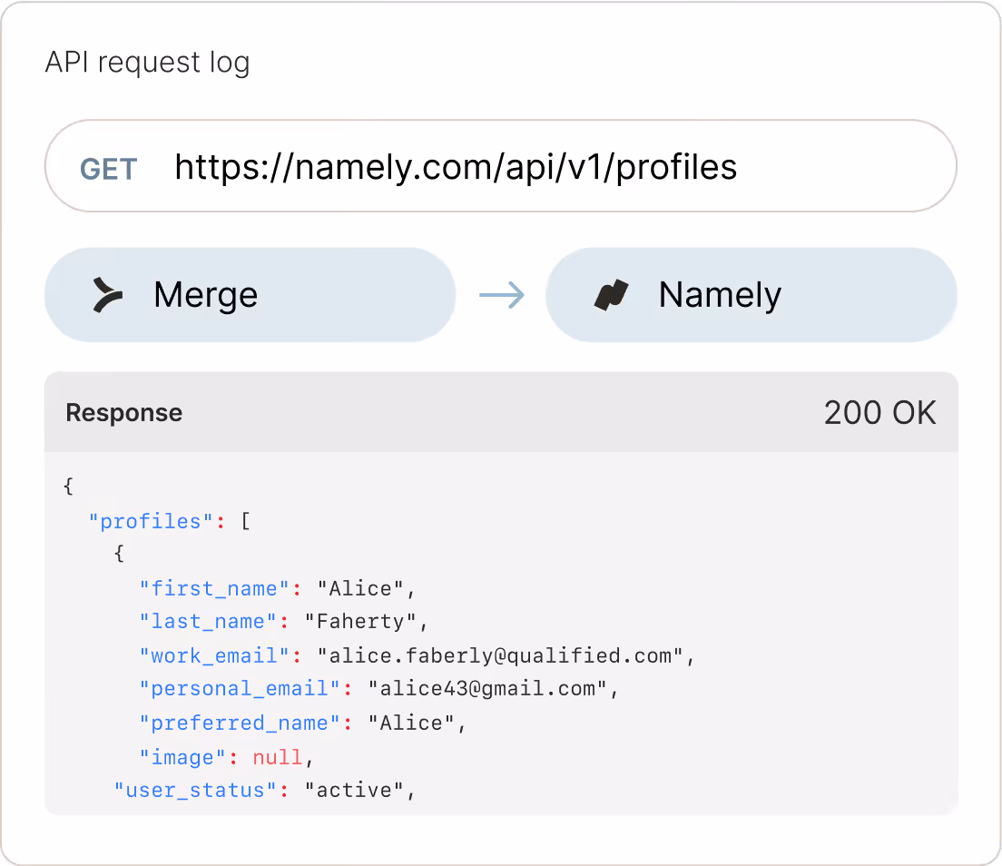 An example of Merge's API logs