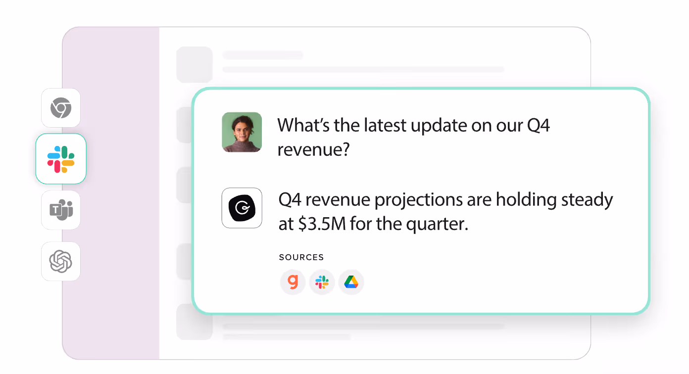 Guru's enterprise AI search result for a question on the latest update on Q4 revenue