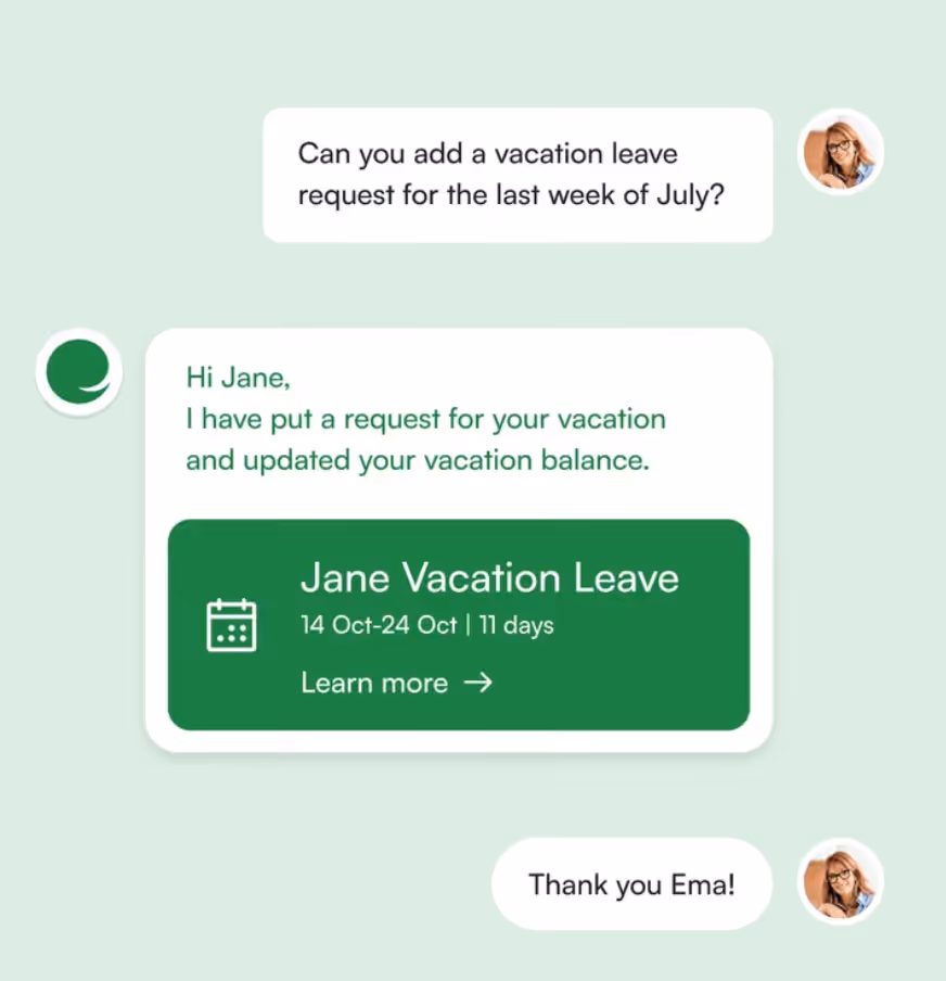An employee asking an AI agent to submit PTO on their behalf