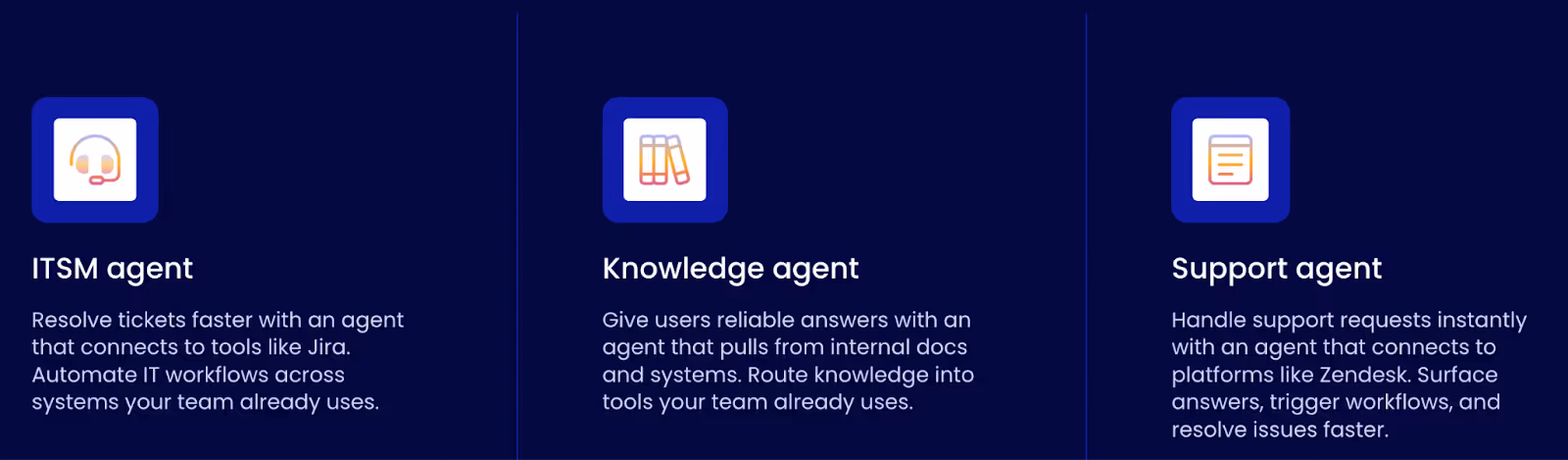 A screenshot of the pre-built AI agents you can use via Merlin Agent Builder