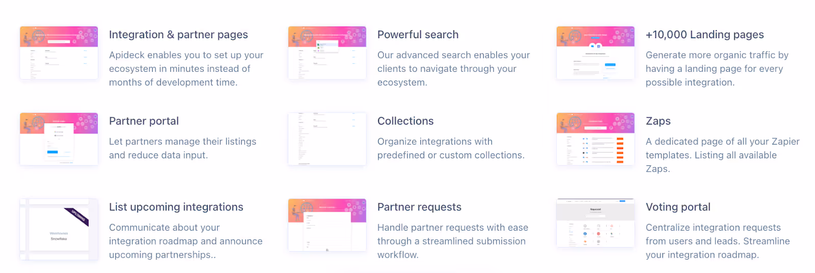 A screenshot of Apideck's integration marketplace offerings