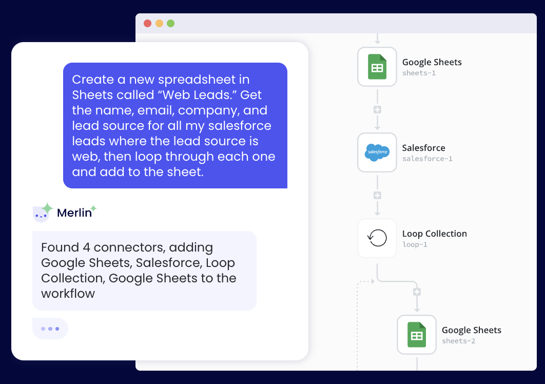 An example of how Merlin Intelligence can help users create automations through basic instructions