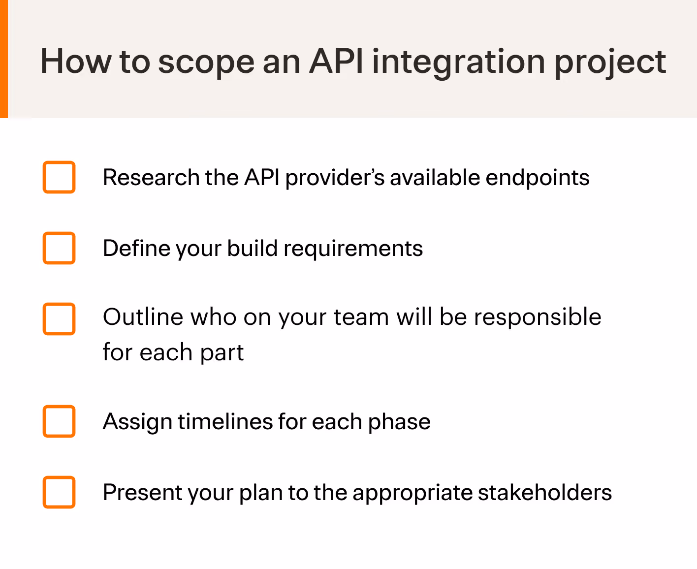 The steps for scoping API integrations