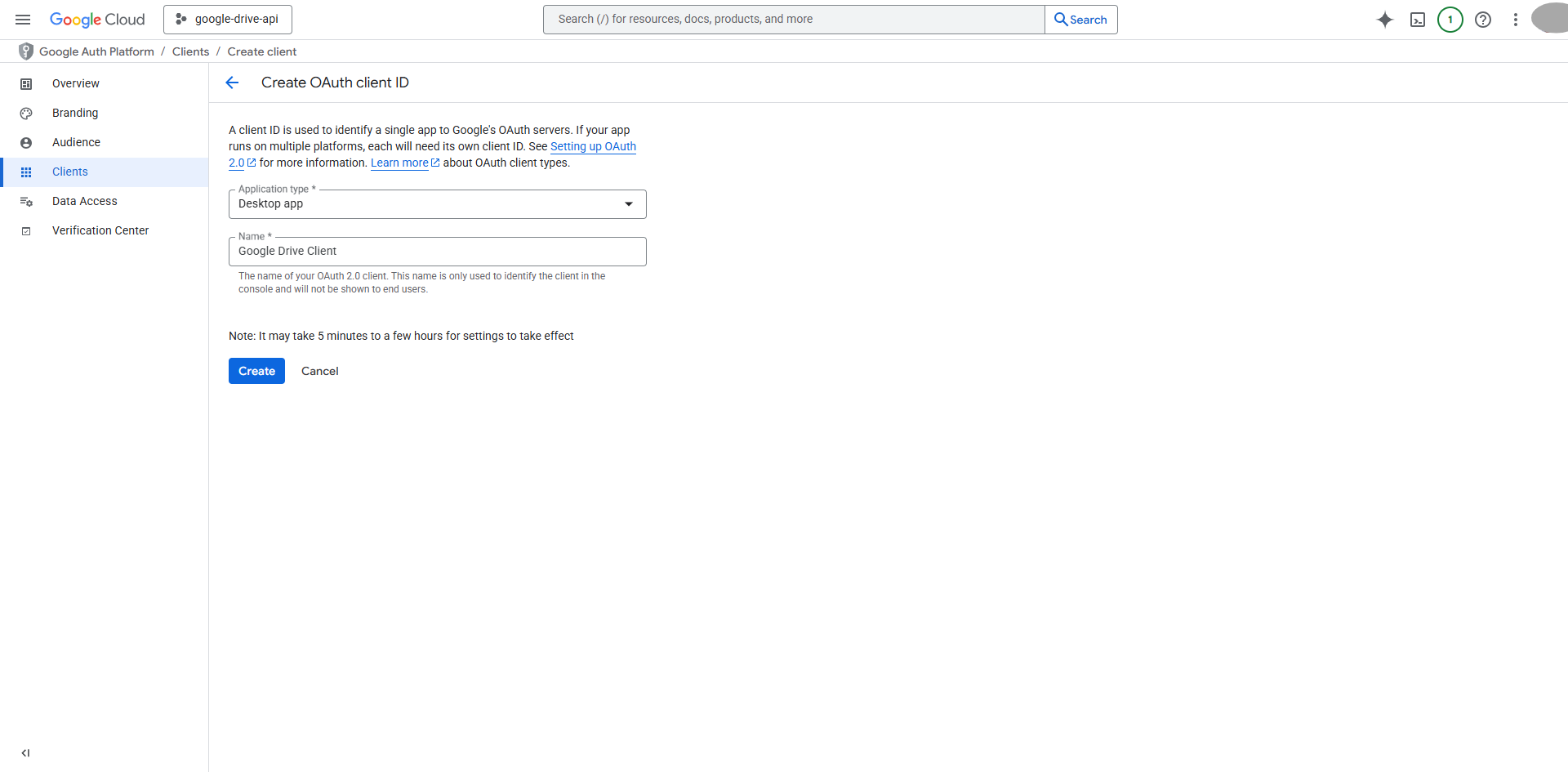Create client page