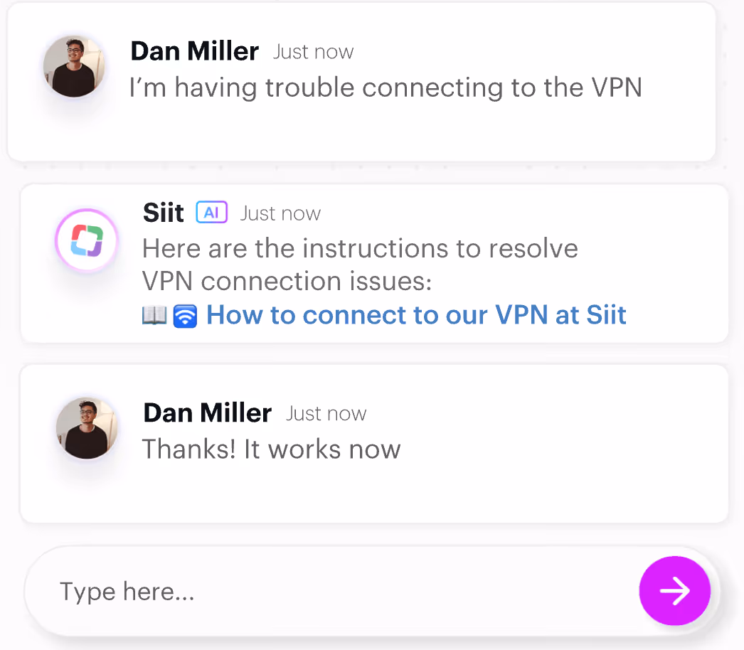 A screenshot of Siit's IT AI agent