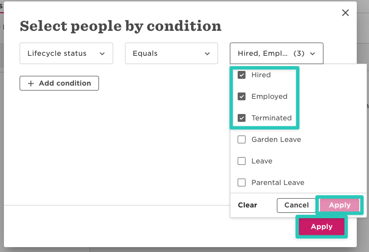 Selecting people by a certain condition