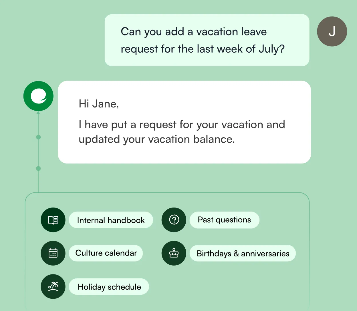 An AI agent that can request time off on behalf of employees