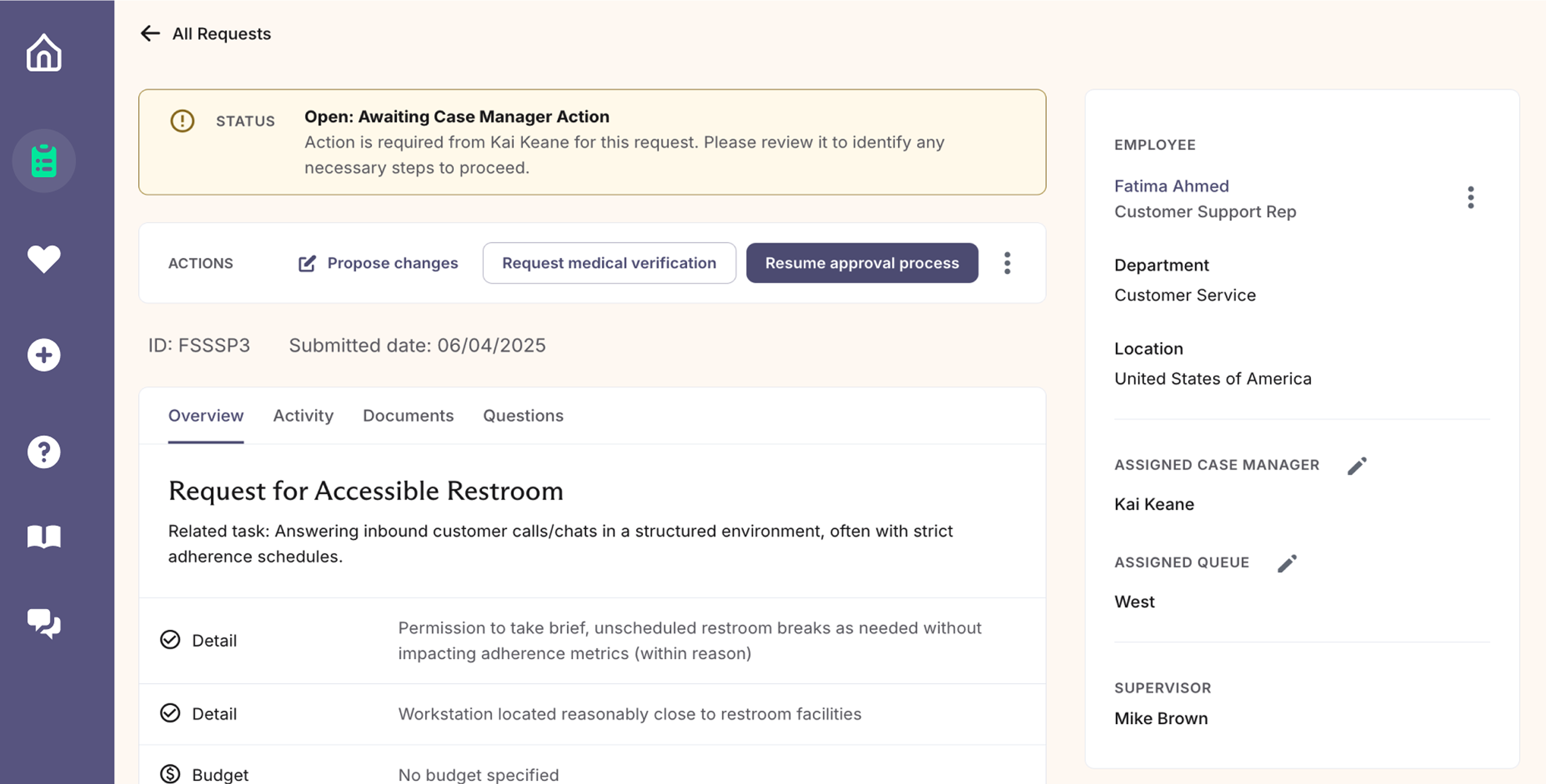 How case managers can review and approve accommodation requests