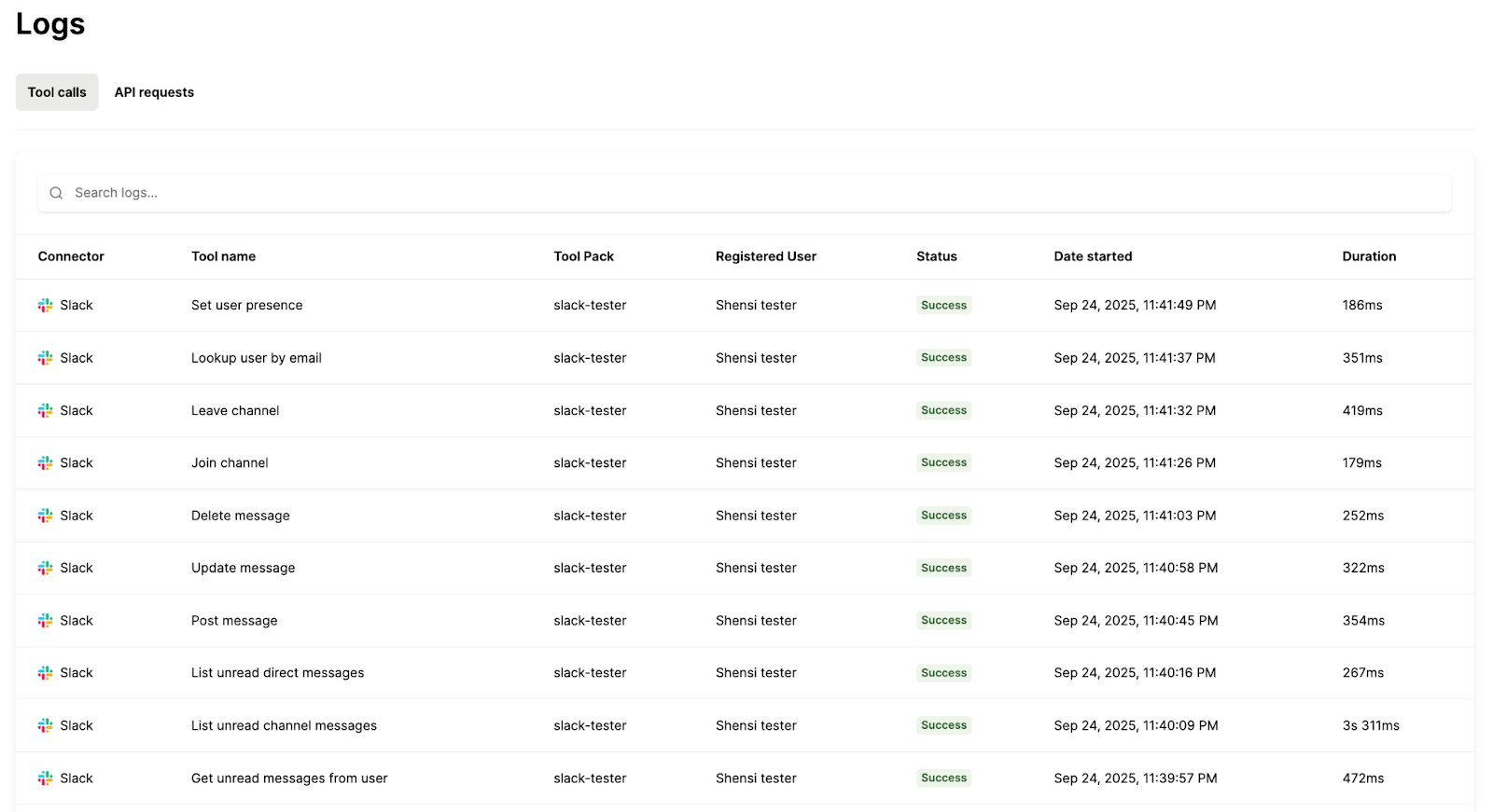 A screenshot of logs in Agent Handler