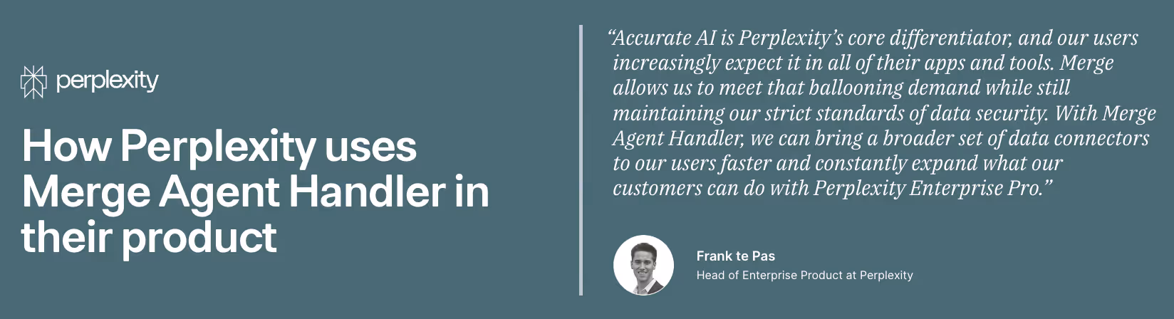 How Perplexity is highlighted in Merge Agent Handler’s landing page