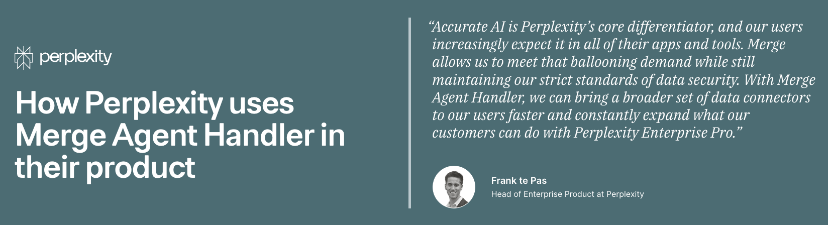 How Perplexity is highlighted in Merge Agent Handler’s landing page