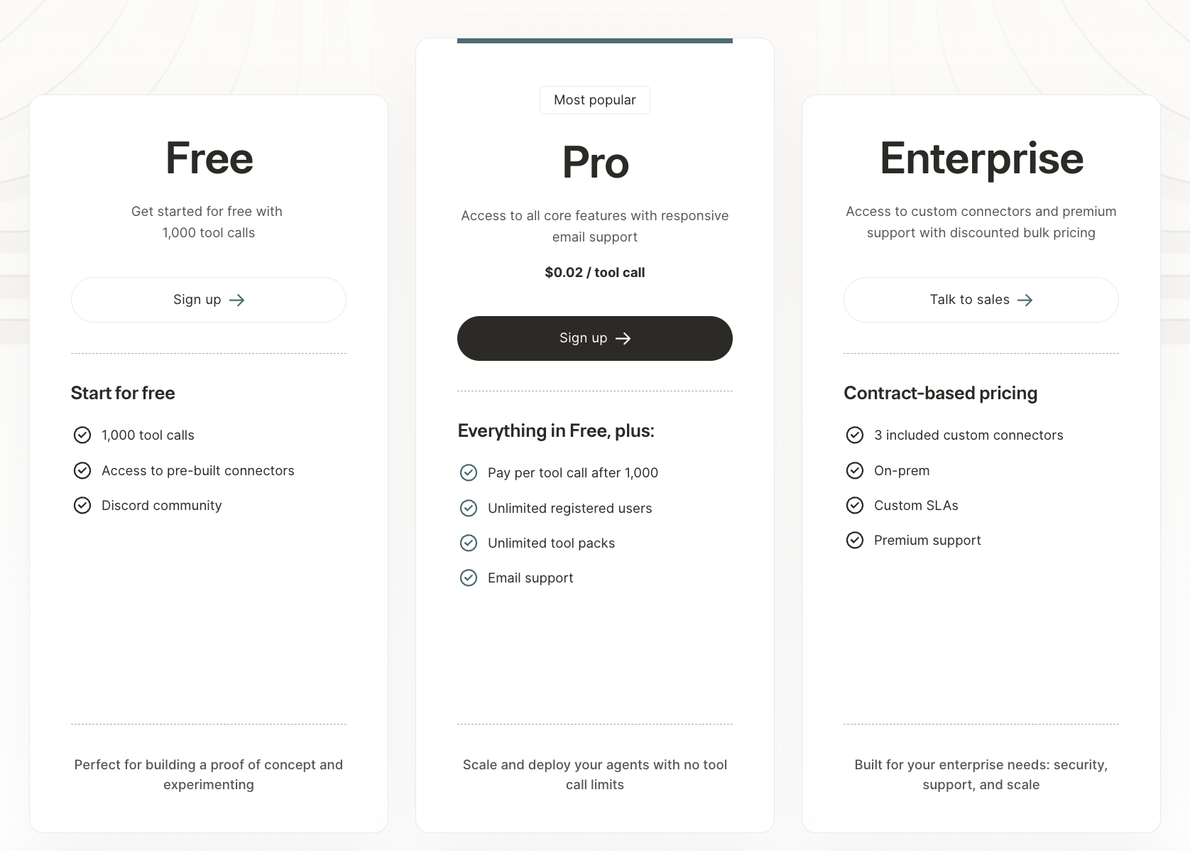 A screenshot of Merge Agent Handler's pricing plans