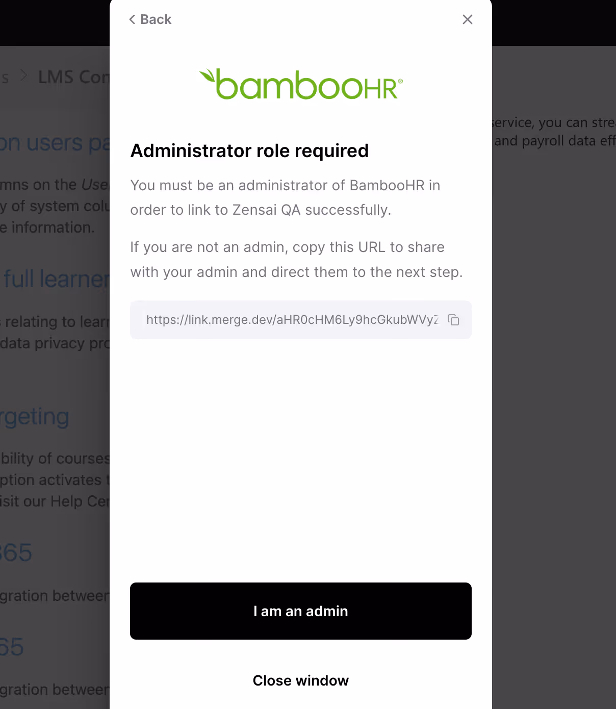 How Merge Link provides instructions for authenticating with an application