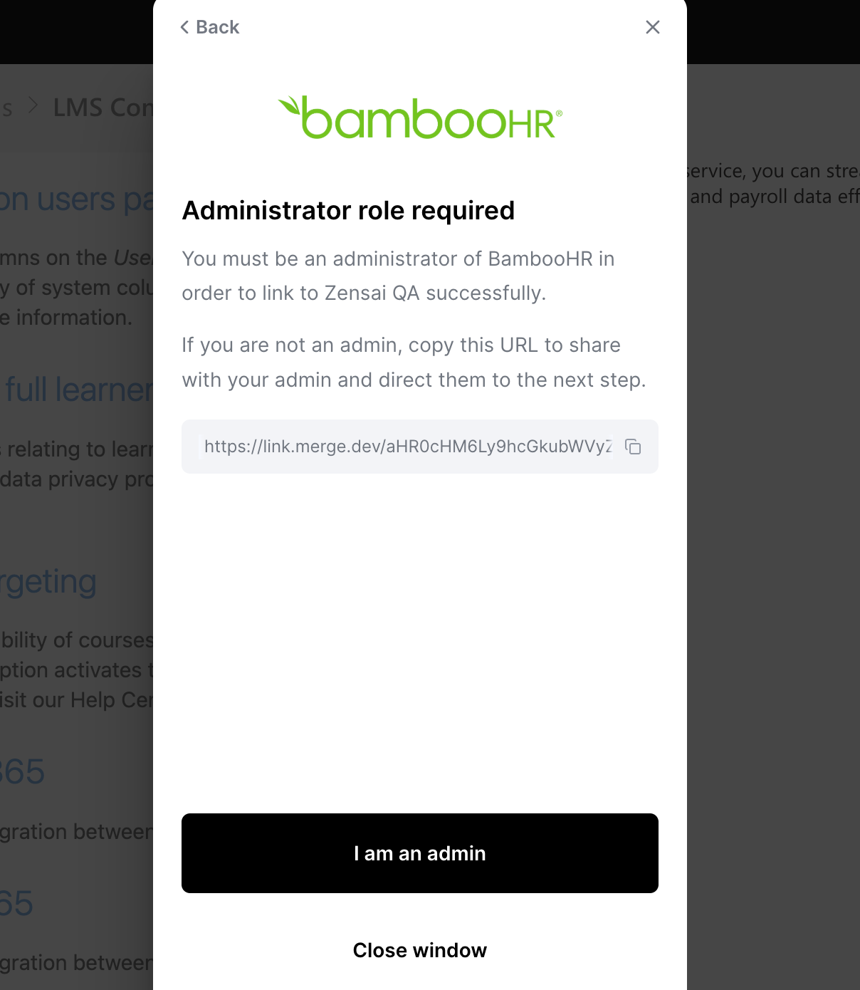How Merge Link provides instructions for authenticating with an application