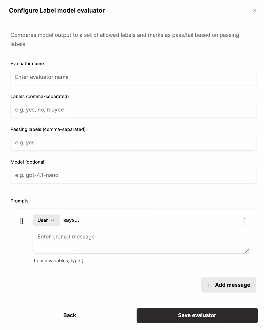 Merge Agent Handler lets you create custom pass/fail evaluations, as described above