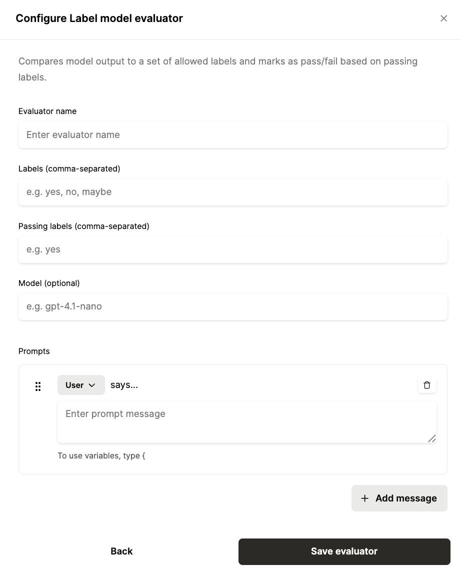 Merge Agent Handler lets you create custom pass/fail evaluations, as described above