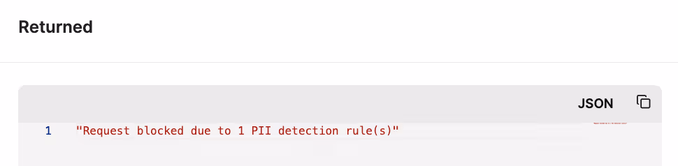 An example of a blocked tool call response