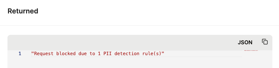 An example of a blocked tool call response