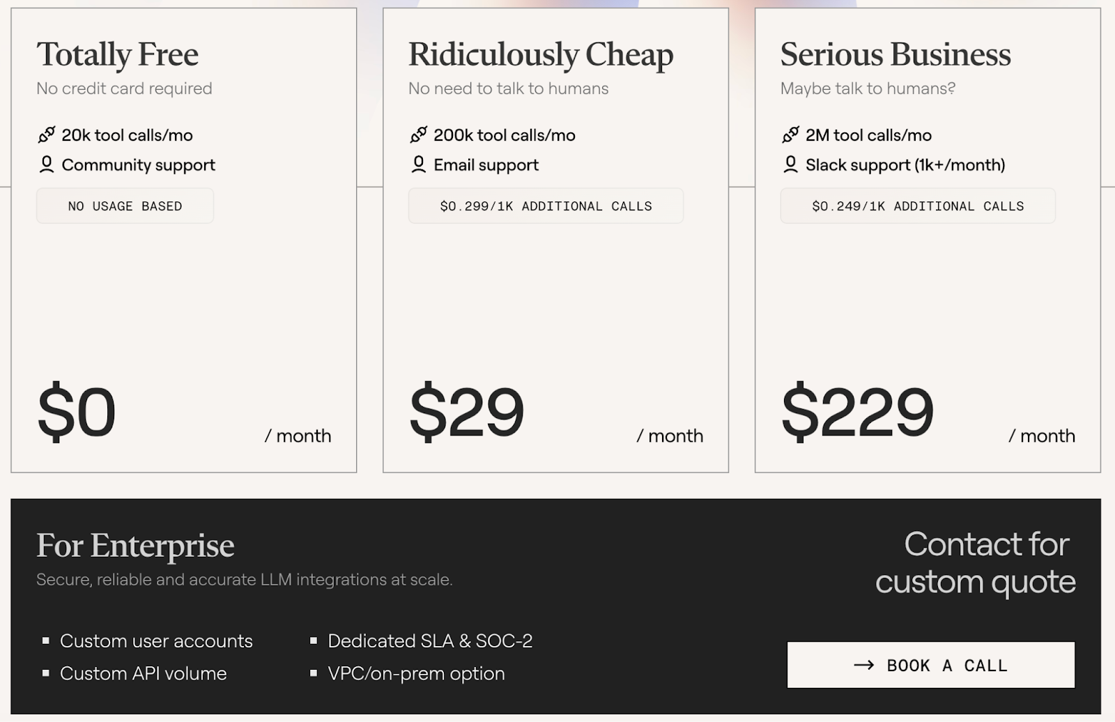 Composio's 4 pricing plans