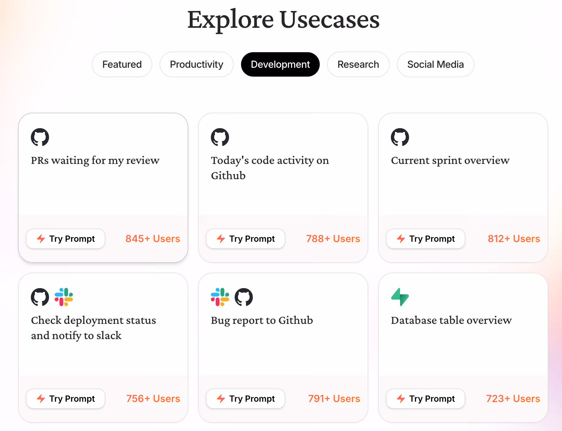 Popular use cases highlighted in Rube
