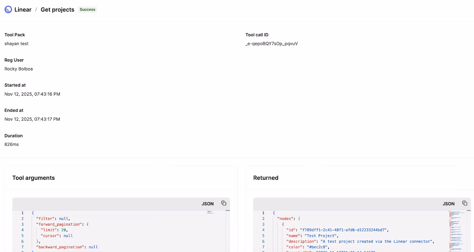 An example of an MCP server log