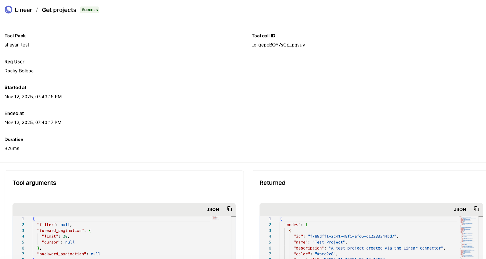 An example of an MCP server log