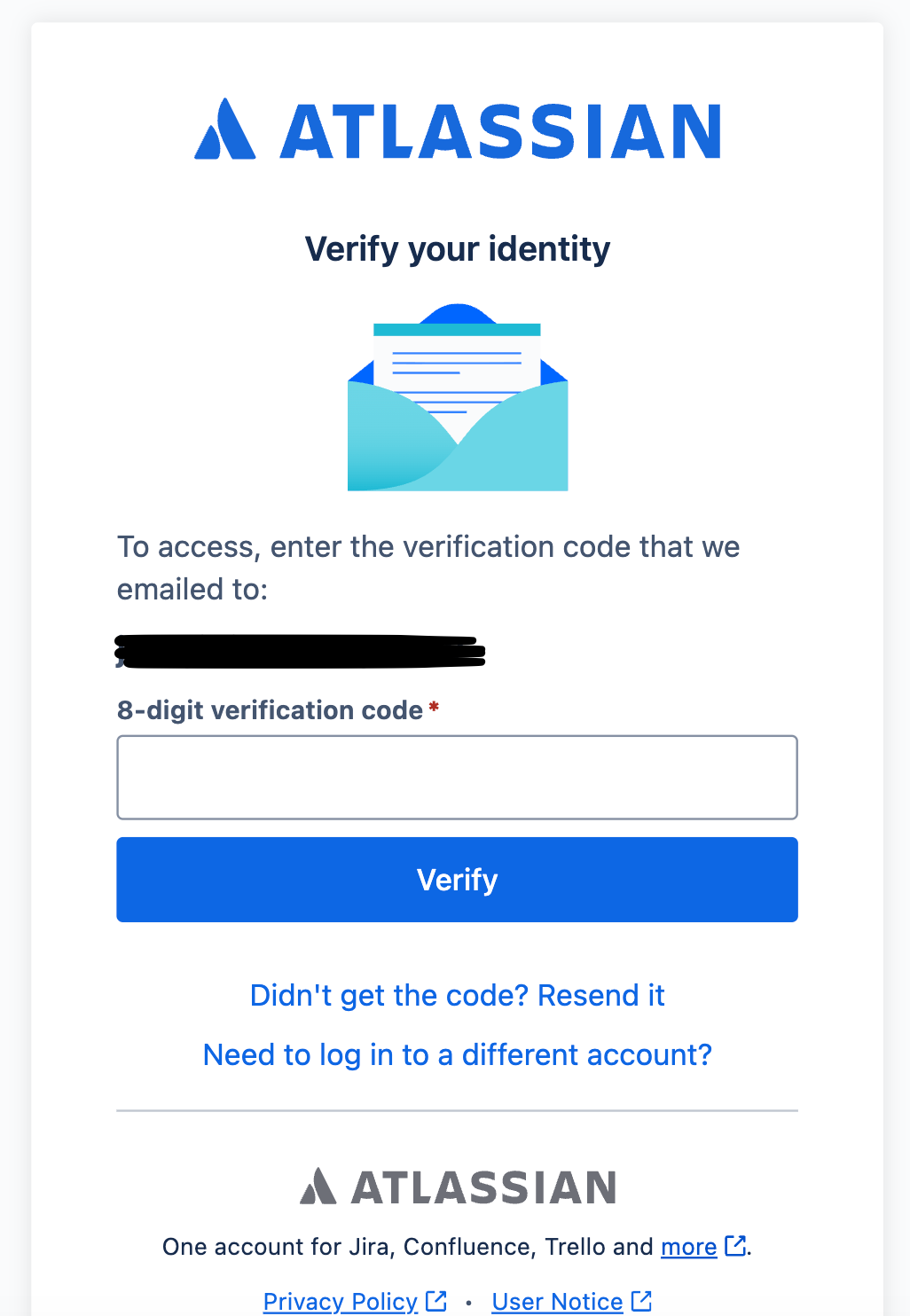 Atlassian's verification screen