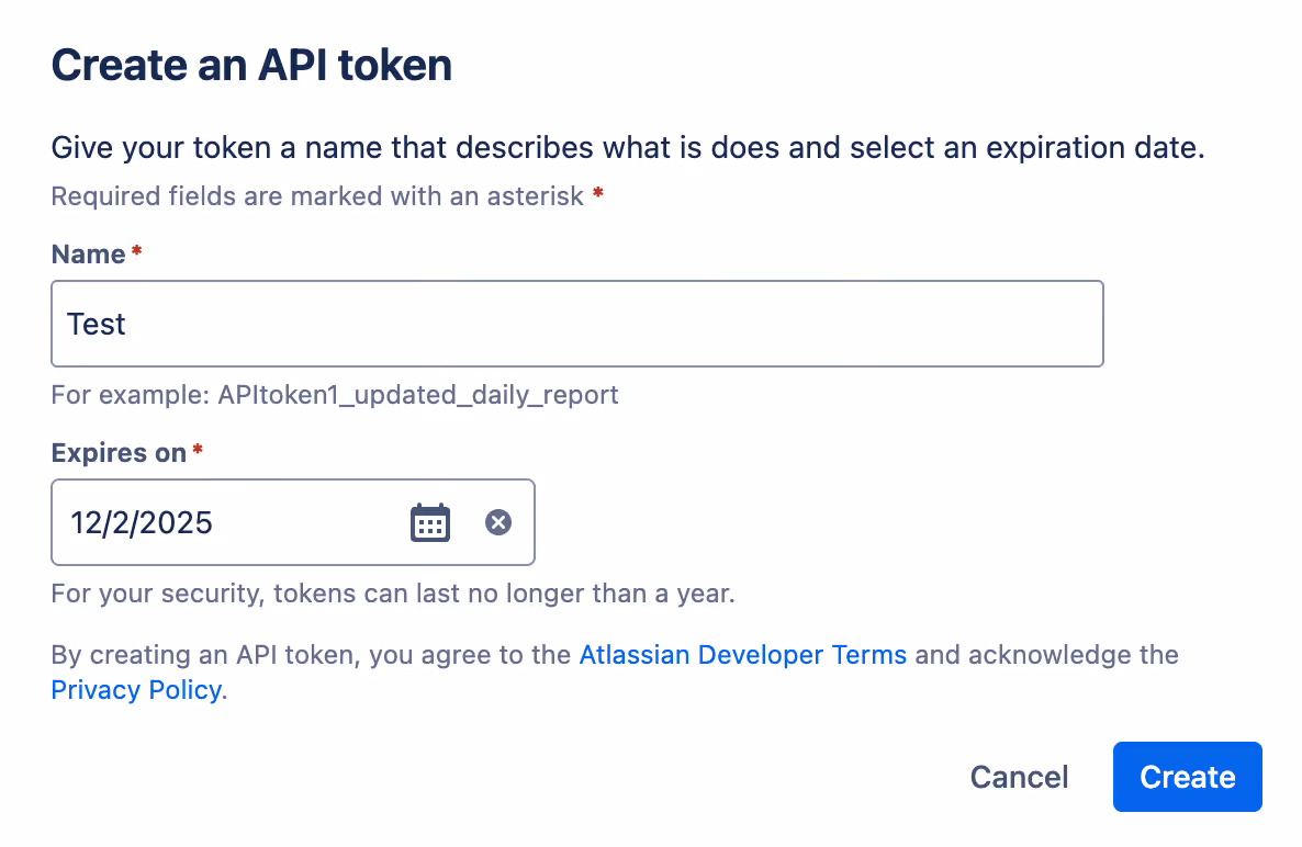 How to give an API token a name and an expiration date