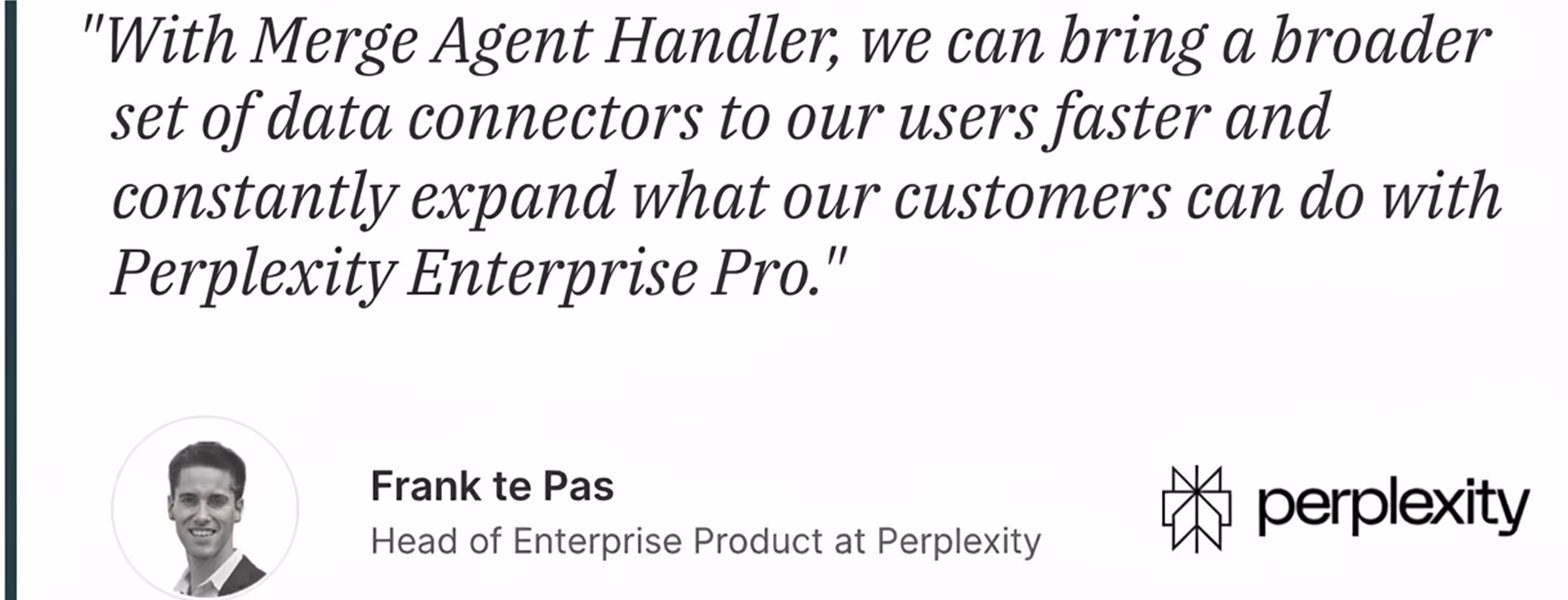 Quote from the Head of Enterprise Product at Perplexity on using Merge Agent Handler