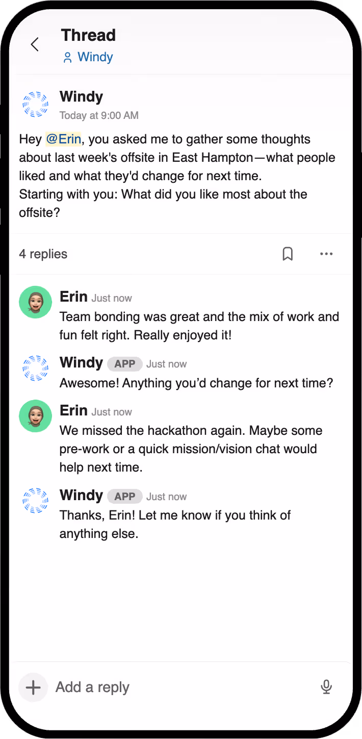 Post-event feedback with Wi