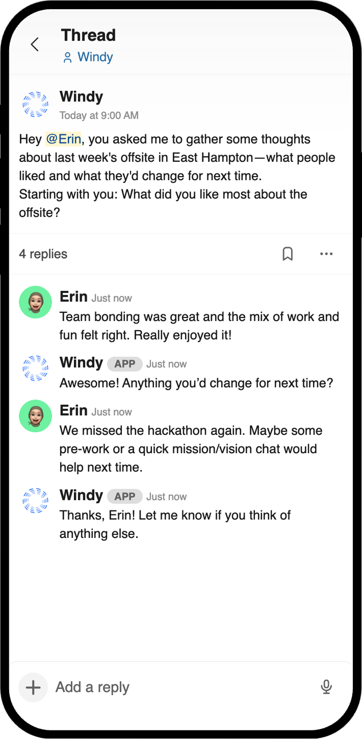 Post-event feedback with Wi