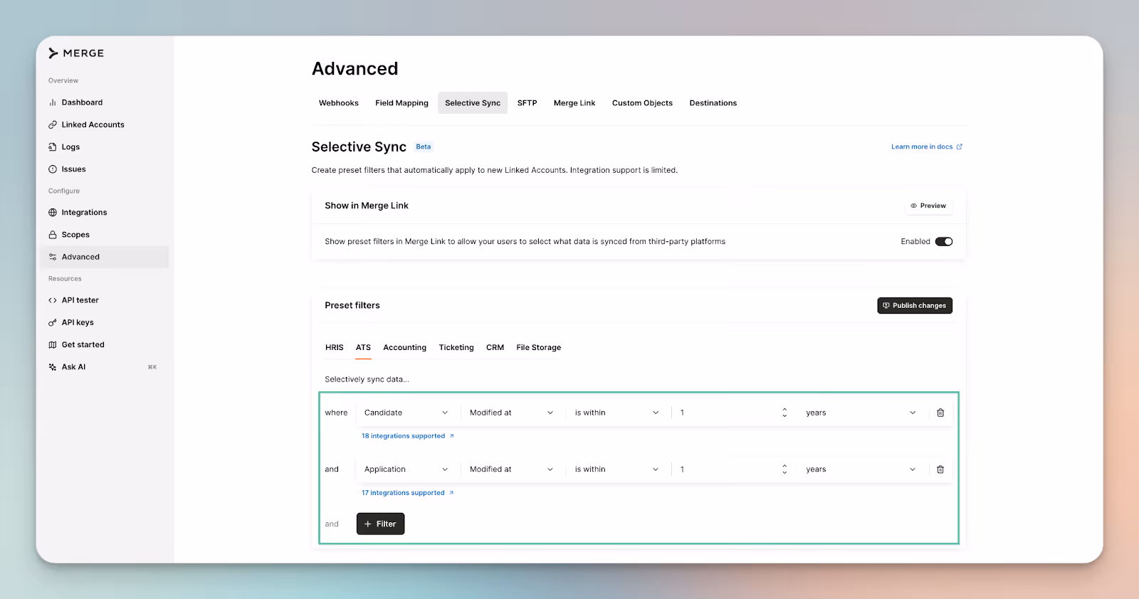 Selective Sync screenshot