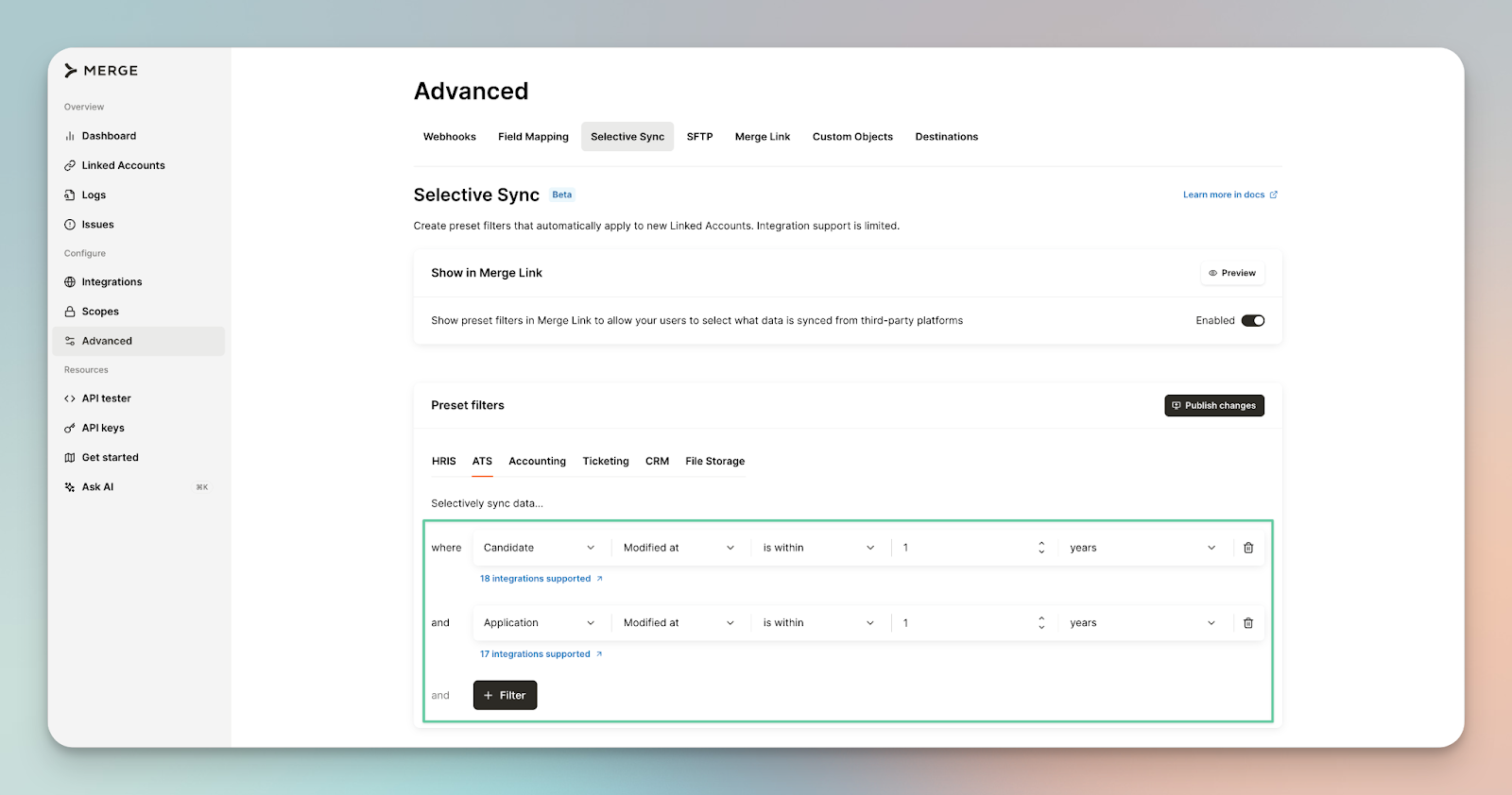 Selective Sync screenshot