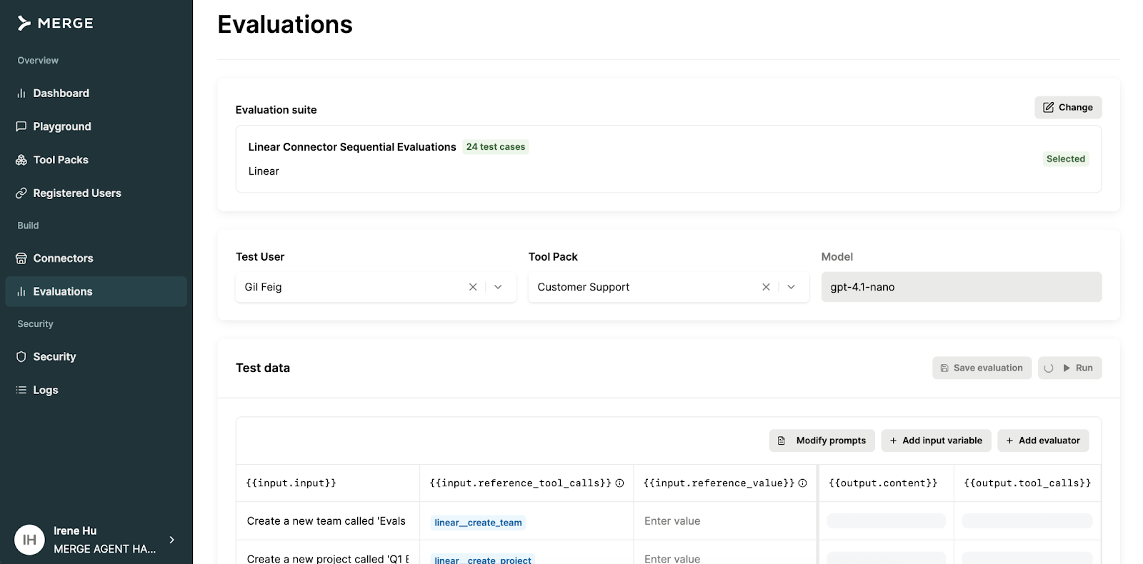 Evaluations screenshot